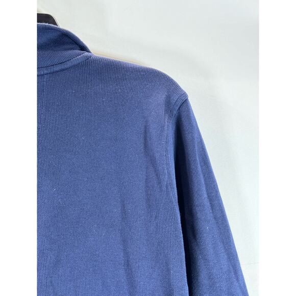 BANANA REPUBLIC Men's Navy Star Quarter-Zip Elbow-Patch Pullover Sweater SZ M - Picture 4 of 10